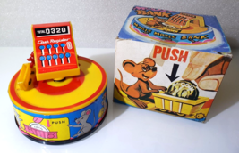 Mouse Piggy Bank ✱ Vintage Stealing Coin Wind Up Toy ~ Hong Kong 60´s ~ Working - £31.49 GBP
