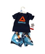 Reebok Baby Outfit 3-6M Navy Shirt &amp; Colorful Shorts Set Boy Shower Gift... - £10.74 GBP