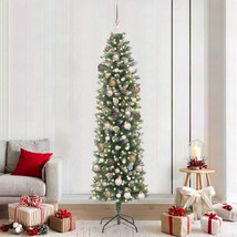 Artificial Slim Christmas Tree Green and White 82.7 - $143.49