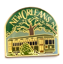 VTG New Orleans Streetcar Trolley Oak Tree Enamel Pin Louisiana Souvenir Green.. - £11.57 GBP