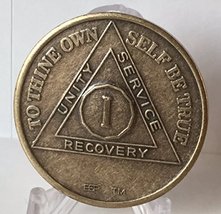 Bright Star Press 1 Year AA Antique Distressed Bronze Medallion Chip Serenity Pr - £2.53 GBP