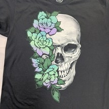DOM RN#90681 Skull/Flowers Men's Black Cotton Graphic T-Shirt Short Sleeve Large image 7