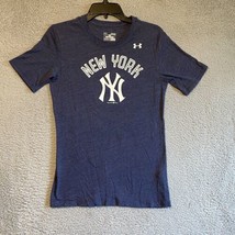 Under Armour Loose Fit New York Yankees T Shirt Womens Medium Blue Short... - $10.89