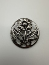 Large Vintage Sterling Silver Flower Brooch Signed MC 2&quot; - £46.28 GBP