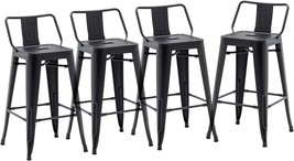 Haobo Home Matte Black Set Of 4 26&quot; Low Back Metal Counter Height Bar Stool - $181.92