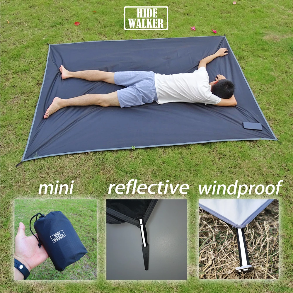 Pocket Picnic Mat with Windproof Stakes Folding Mini Camping Mat Portable - £10.58 GBP+