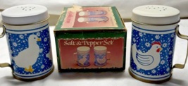 Salt &amp; Pepper Shaker Ranger Top Winter Geese 3&quot; Tin Retro Blue - £11.93 GBP