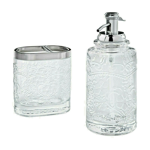 Pioneer Woman Clear Glass Amelia Soap Dispenser Toothbrush Holder Emboss... - $42.97 Pioneer Woman Clear Glass Amelia Soap Dispenser Toothbrush Holder Emboss... - $42.97