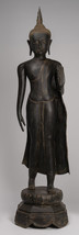 Antico Thai Stile Chiang Pioli Bronzo Passeggio Statua di Buddha - 150cm... - £5,193.28 GBP
