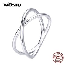 100% Real 925 Stelring Silver Cross Rings S925 Silver Double Layer X Rings For W - £15.41 GBP