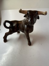 Vintage Ceramic Bull Sculpture Brown Art Pottery - Power Wall St - Ferti... - $34.99