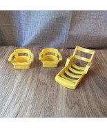 3 Yellow Chairs | Chaise Lounge Pool + Dining Vintage Fisher Price Littl... - $11.87