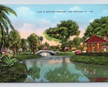 Lake In Metarie Cemetery New Orleans Louisiana UNP Linen Postcard Q2 - £2.91 GBP