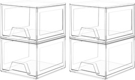 4 Pack Stackable Organizer Drawers, Clear Bathroom Makeup, Kitchen Cabinets - $32.99