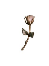 Vintage Long Stem Rose Bud Gold And Silver Tone Flower Brooch Pin - £11.82 GBP