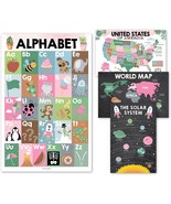 Cactus ABC, US Map, World Map, Solar System  Posters | Set of 4 | PreK E... - $23.07 CAD