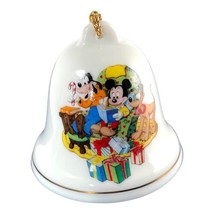Mickey Pluto Goofy Disney 2” White Porcelain Christmas Bell Ornament  #013 - £9.79 GBP