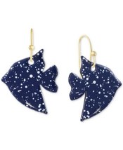 Alfani Gold-Tone Colored Tropical Fish Drop Earrings, Blue - £11.77 GBP