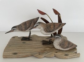 Folk Art Carved Shore Birds Figurine Sculpture Hand Painted On Wood Meta... - $750.01 MXN