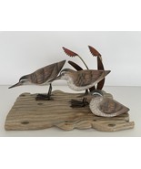 Folk Art Carved Shore Birds Figurine Sculpture Hand Painted On Wood Meta... - $751.17 MXN