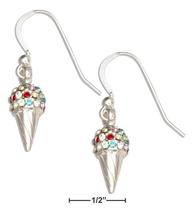 Sterling Silver Multi-colored Swarovski Crystals Ice Cream Cone Dangle Earrings - £90.48 GBP