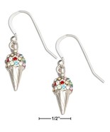 Sterling Silver Multi-colored Swarovski Crystals Ice Cream Cone Dangle E... - £90.33 GBP