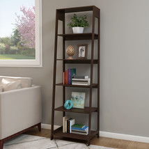 5 Shelf Ladder Bookshelf Freestanding Wooden Tiered Bookcase Decorative ... - $169.99