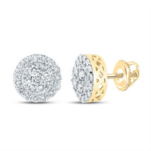 14kt Yellow Gold Mens Round Diamond Cluster Earrings 7/8 Cttw - £701.67 GBP