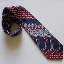 Vintage Men Classic Neck Tie Red Blue Silver Birds Faisan 100% Dacron Gr... - $9.89