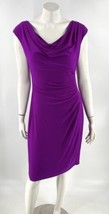 Lauren Ralph Lauren Dress Sz 10 Vibrant Purple Shirred Cap Sleeve Stretc... - £31.15 GBP