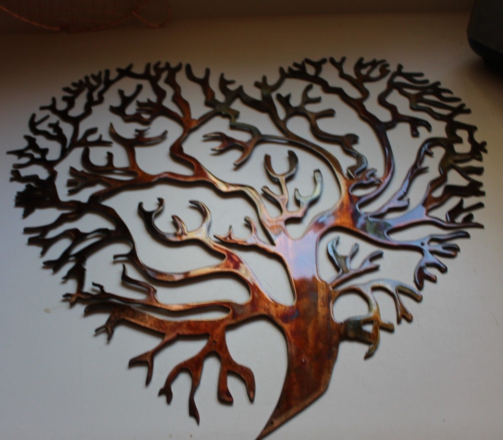 Living Tree Coral Branch Heart Metal Wall Art Decor Copper/Bronze 20" Item image 2