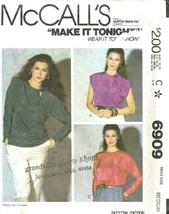 McCalls Sewing Pattern 6909 Top Blouse Shirt Misses Size Medium 14-16 - £10.02 GBP