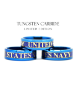 United States Navy Ring Blue Tungsten Band Sailor Veteran Retirement Gra... - $65.00