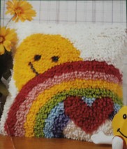 Natura Latch Hook Sunshine Rainbow Heart Valentine Pillow Kit 12x12 Started Tool - $12.99
