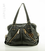 COOL LARGE BLACK MICHAEL KORS LEATHER ZIPPER SATCHEL! - £97.00 GBP