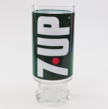 7 UP Un Cola Wet &amp; Wild Green 6.5&quot; Footed Glass Tumbler 1970 Uncola Vintage - $21.78