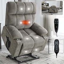 Brown Dual Motor Chenille Power Lift Recliner w/Massage, Heat, 350Lbs - $589.99
