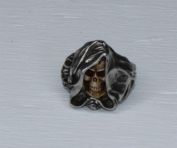 Grim Hood Skull Ring Size 11 Alchemy Gothic English Pewter - £43.61 GBP