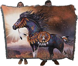 Native American - Horse Lovers Gift Tapestry Throw Woven From, Size: 72 X 54 - $77.98