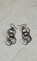 Vintage Earrings Costume Jewelry Handmade Circles Art Deco Abstract B64 - $19.99