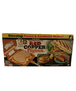 New Red Copper Panini Sandwich Maker Stovetop Nonstick Copper Infused Ceramic - $24.75