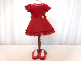  American Girl Doll Merry and Bright Red Snowflake Dress +  Shoes  Retired - £17.11 GBP