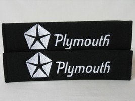 2 pieces (1 PAIR) Plymouth Embroidery Seat Belt Cover Pads (White on Black) - $17.99