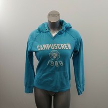 Campus Crew V Neck Hoodie Women&#39;s Size Medium Blue Long Sleeve Hooded Sw... - $11.04 CAD