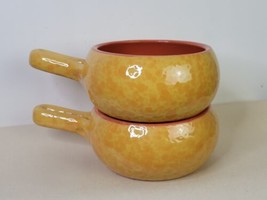 Set of 2 De Silva Pottery Made In Italy Yellow Terra Cotta  Handled Soup Bowl B - £21.79 GBP