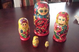 Russian nesting dolls 6 pieces, principal doll measures 8 1/2&quot; original - £30.85 GBP
