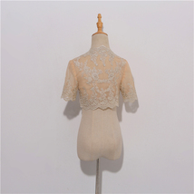 White Long Sleeve Wedding Lace Cover Ups Bridal Plus Size Lace Boleros image 7
