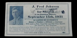 Vtg Political Advertising Schenectady NY Sheriff 1931 Rare Ephemera Ink ... - £15.79 GBP