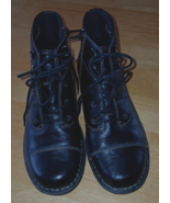 CLARK&#39;S BENDABLES LADIES BLACK LEATHER LACE-UP BOOTIES-5.5M-ZIP SIDE-NICE - $22.44