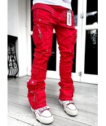 Guapi Limited Edition Blood Red Contrast Stacked Cargo Pants 38x32 - $5,226.88 MXN